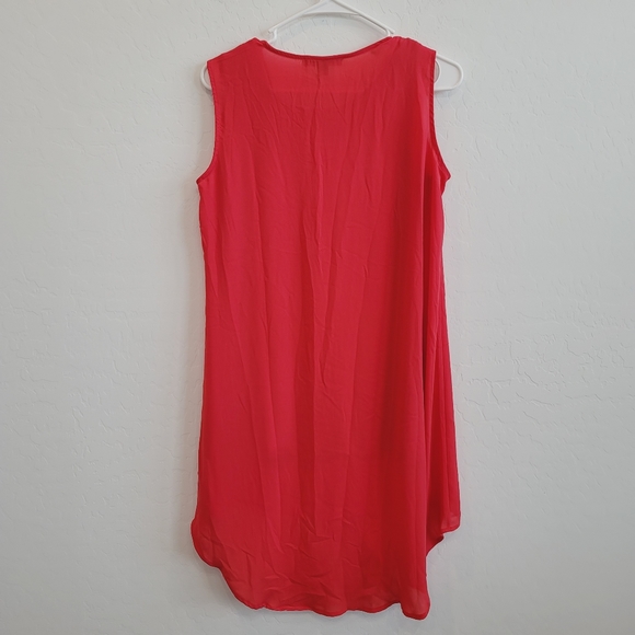 Kate & Mallory Semi Sheer Overlay Red Sleeveless Dress Women's Size Small - Picture 3 of 10